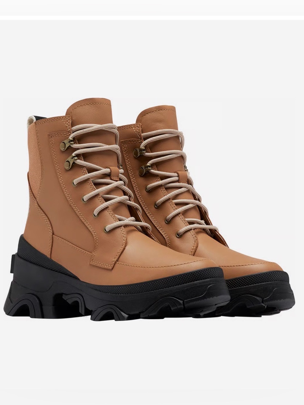 SOREL Brex Waterproof Leather Lace Lug Sole Boots Tawny Buff 7 NWT Winter